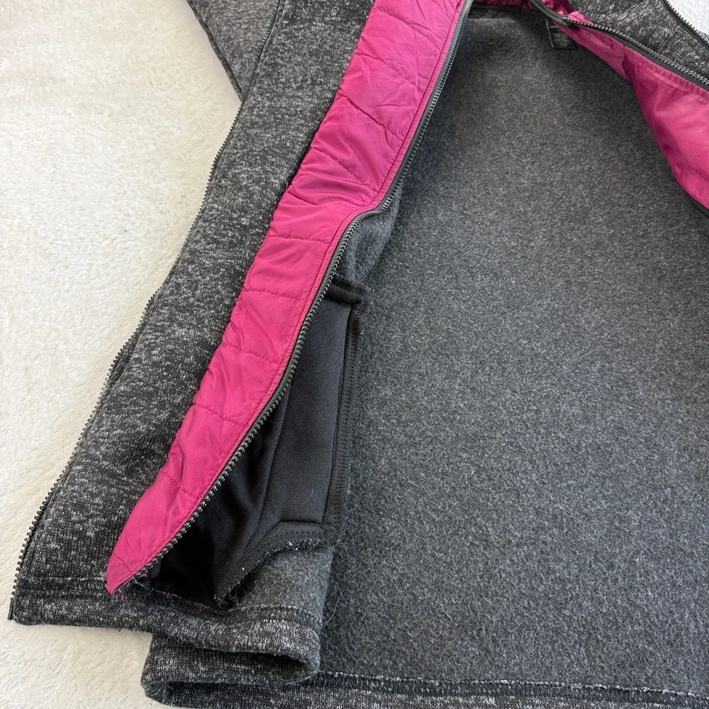 Xersion Full‎ Zip Fleece Hoodie Jacket Womens XL Gray Quilted Lined Gorpcore XL
